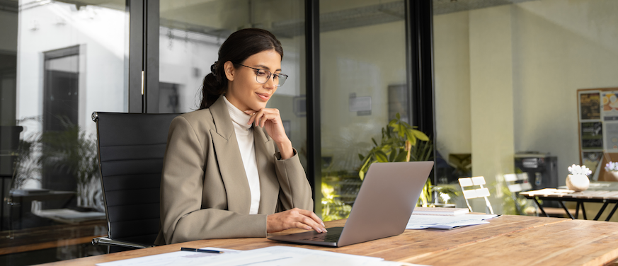 woman office laptop